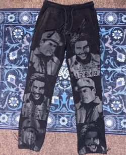 ASAALI BLACK ON BLACK CARTEL PRINT PANTS