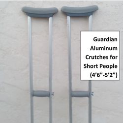 Guardian Aluminum Push Button Crutches for Kids, Teens, Youth, or Shorter Adults (4'6"- 5'2")