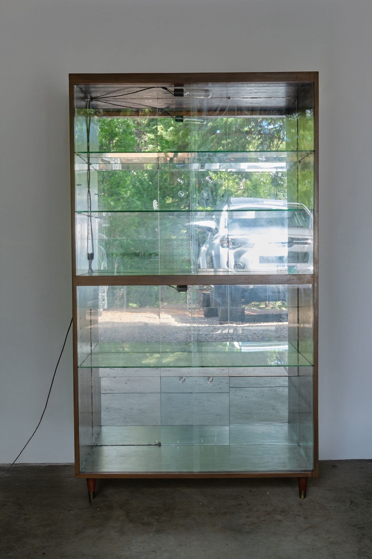 Mid Century Modern Mirrored and Lit Hutch