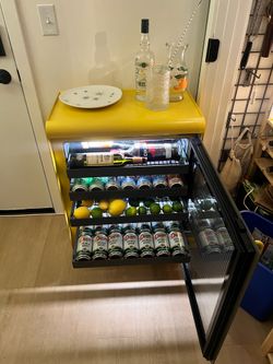 Yellow Rocco mini fridge