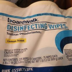 Boardwalk Disinfecting Wipes Lemon Scent 3 Canister/Pack