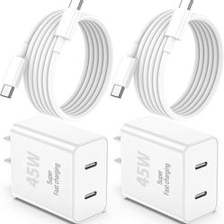 for iPhone 16 Pro Max Charger Fast Charging, Ultra-Fast 45W Dual USB-C Charger with 6ft Type C Charging Cable Cord for iPhone 16/16 Pro/16 Pro Max/16 