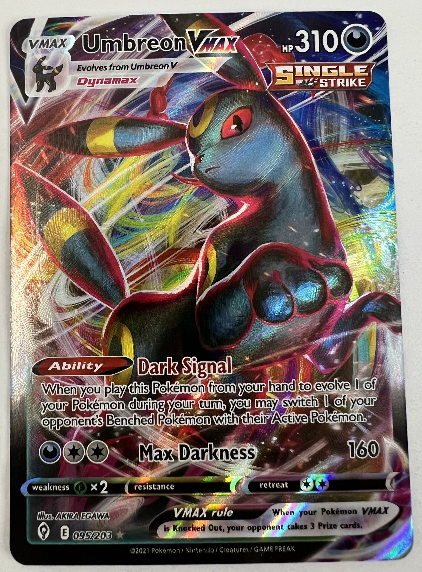 Pokemon Evolving Skies Umbreon Vmax UR Card # 095/203