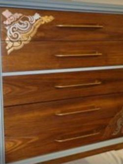 $90 Dresser/ free solid wood desk and free like new never used  Ikea white metal trash can with lid 11 gallon  included / all sales final