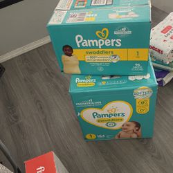 Size 1 Diapers 2 Boxes  (164 & 96) 