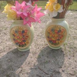 Selling my Two 14" Tall Atlantic Mold Flower Vases