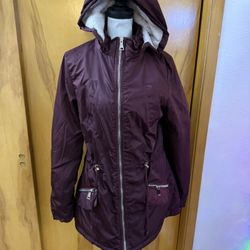 Love me now made with Love burgandy Coat  Medium on tag  In very good condition