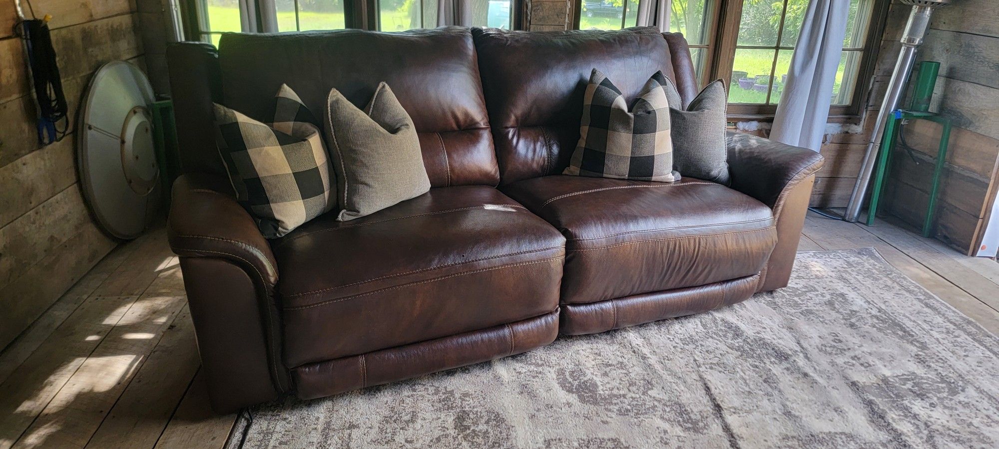Genuine Leather Ashley Furniture Electric dual recliner sofa