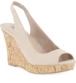 Neiman Marcus Locke Slingback Cork Wedge S