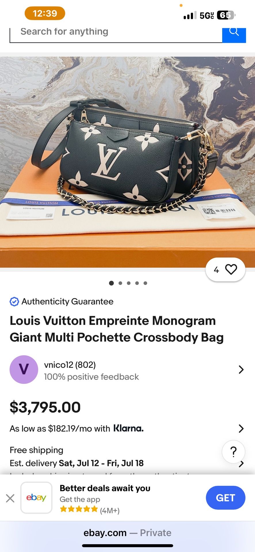 Louis Vuitton Empreinte Monogram Giant Multi Pochette Crossbody Bag
