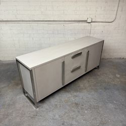 Delivery is available  Bernhardt Stratum Buffet in Mist Ash Veneer – Polished Nickel + Soft-Close Storage $ 1580 OBO!