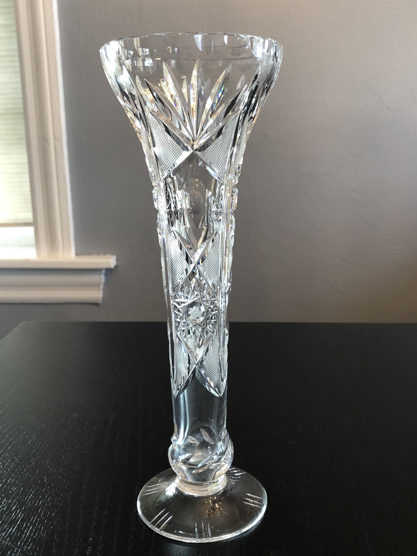 Crystal Cut Vase 10-1/2” Tall