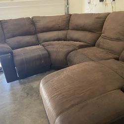 Brown Sectional With Recliner 