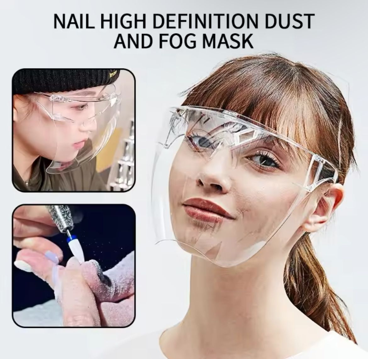 1 Pcs Full Face High-definition Transparent Anti Fog Anti Splash Protective Mask High Transparency Goggles Nail Art Tool