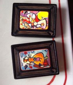 Set of 2 art boxes , plastic, 2004 Kelly Sutherland