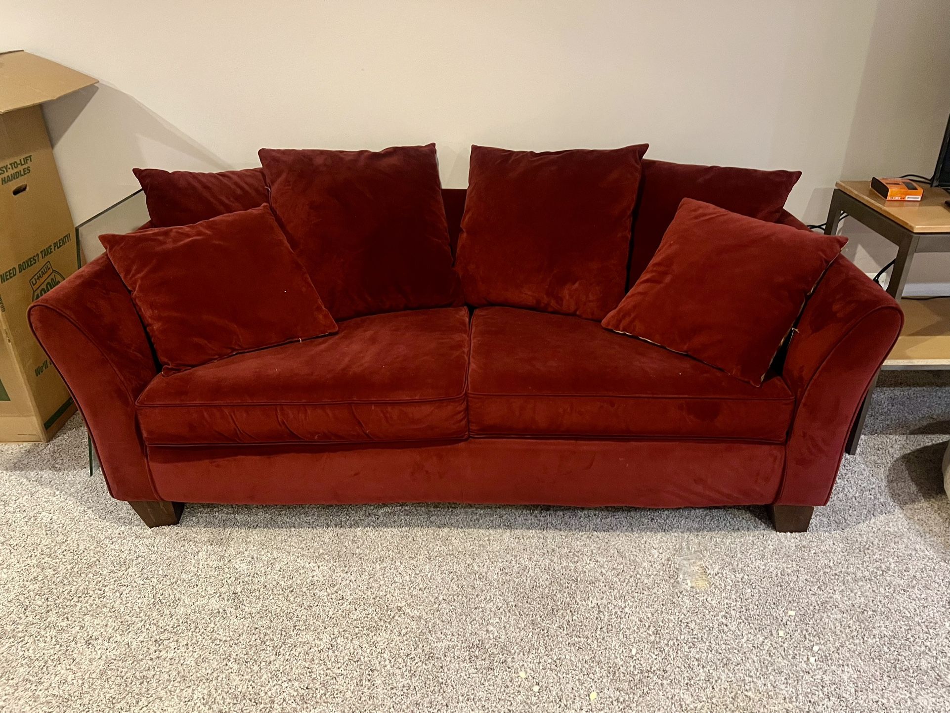 Deep Red Velvet Sofa