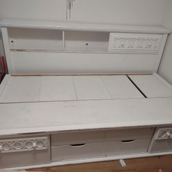 Twin Bed with Bookcase and Storage Drawers