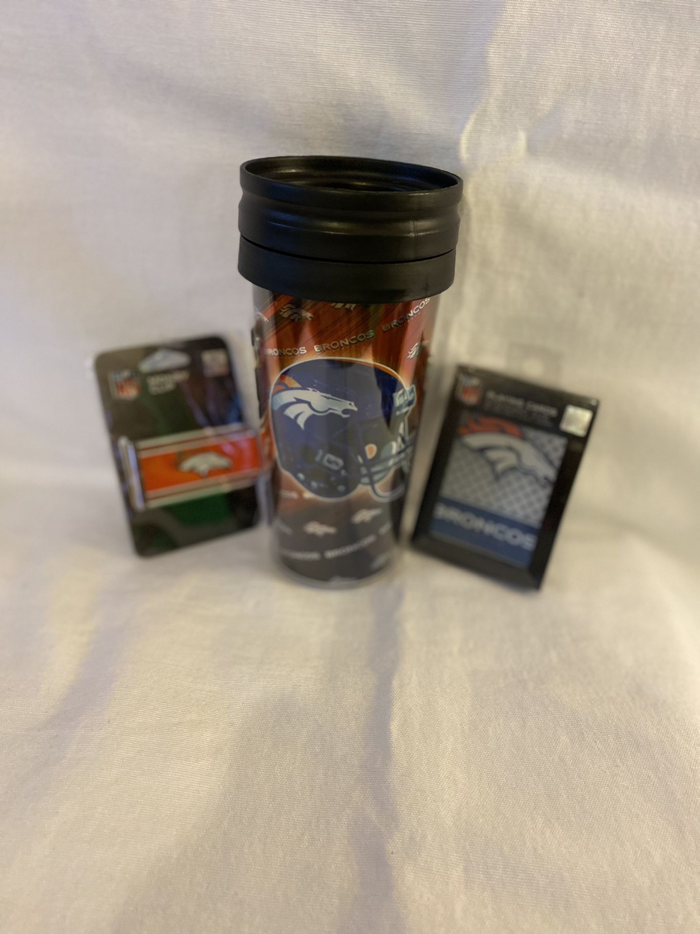 Denver Broncos cup money clip and playing cards