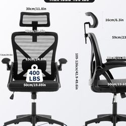 Office Chair,Ergonomic Desk Chair with Adjustable Lumbar Support,400 Lbs Mesh Computer Chair High Back with Headrest for Home Office (Black)