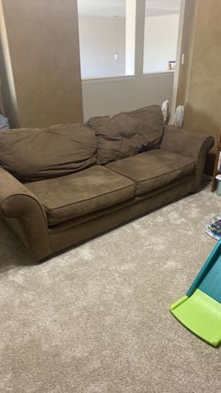 Brown Microfiber 3-Seat Sofa with matching chair