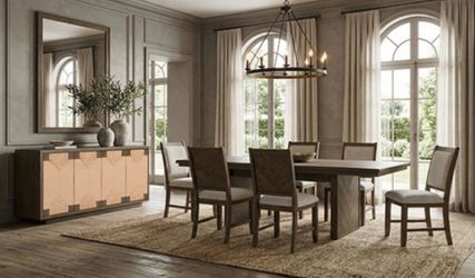 7PCS TABLE SET RUSTIC DARK WALNUT  (F34008) $1149  DELIVER AVAILABLE