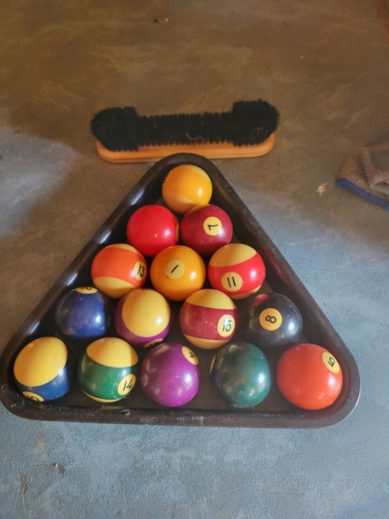 Pool Ball's & Brush & Rack