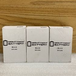 LOT OF 3 Mighty Max Battery ML4-6  6V  4.5AH 3FM4 Replacement Battery w/ F1 Terminal 