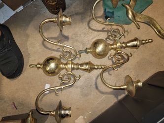 Brass wall candle holder set