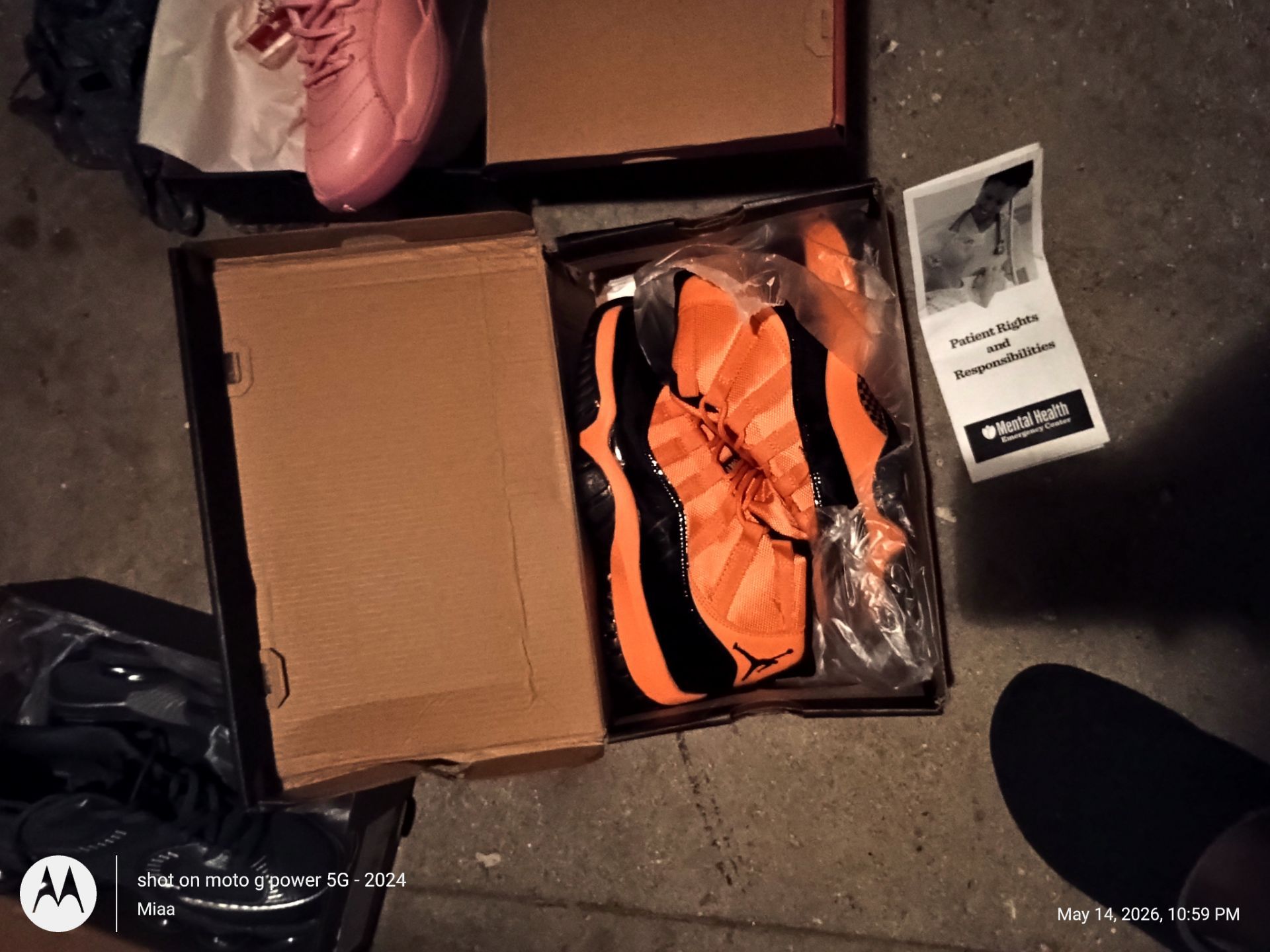 Black and orange Jordans