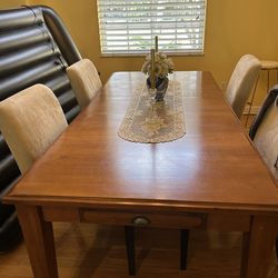 Solid wood table from Pottery Barn