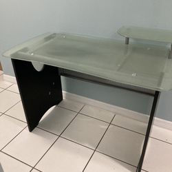 Glass And Black Wood Desk