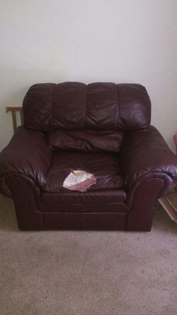 Red leather big chair