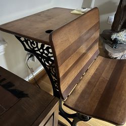 Antique School House Desk With Connecting Chair