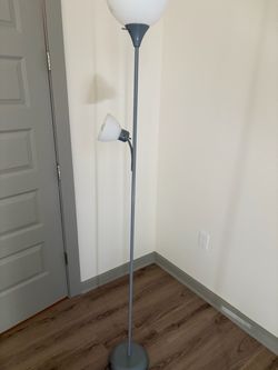 Silver floor lamp with reading lamp