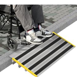 4" Rise Door Threshold Ramps for Doorways, Stable Yellow Edge, Aluminum Wheelchair Ramp for Home Steps, Adjustable Modular Entry Ramp for Scooters