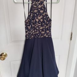 Navy Blue/Tan Cocktail Dress Size 3/4