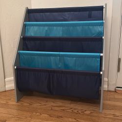 4-Tier Kids Bookshelf - Blue & Gray