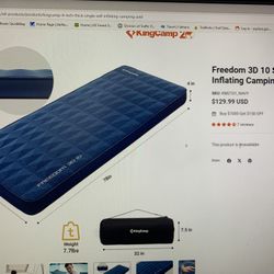 KingCamp Freedom 3D 10 Self Inflating Sleeping Pad For Camping