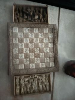 Vintage stone chess set