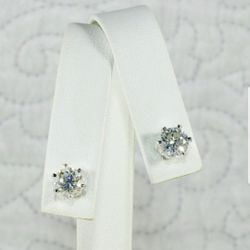GENUINE 2 CT SILVER MOISSANITE EARRINGS WITH FRICTION BACKS