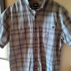 🔥 ONLY $20!! EX FLAWLESS COND LG GRAY FOX RACING COTTON BUTTON SHIRT 