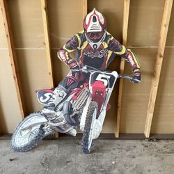 large dirt bike wall piece to hang on wall great for garage or kids room made of wood