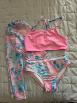 3pcs swim set. Size m(8) girl