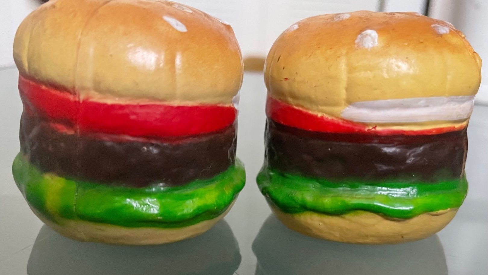 Hamburger Salt & Pepper Set Lighter is for scale! These are awesome! I never used them! Heavy plastic material 