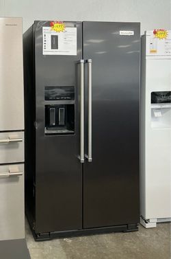 KitchenAid 19.8 cu. ft. Counter Depth Side by Side Refrigerator in Black Stain