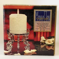 Vintage Crystal Candle Holder Empire Stand Crystal Clear Taiwan Glass Pillar Votive Candle Stand Elegant Home Decor