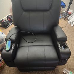 Leather Heated Massage Recliner Chair (Price Negotiable)