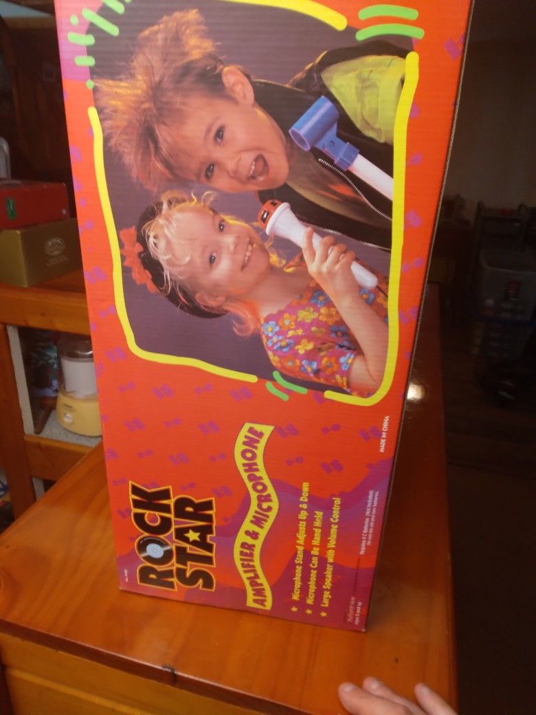 Vintage Rock Star With Amplifier And Microphone