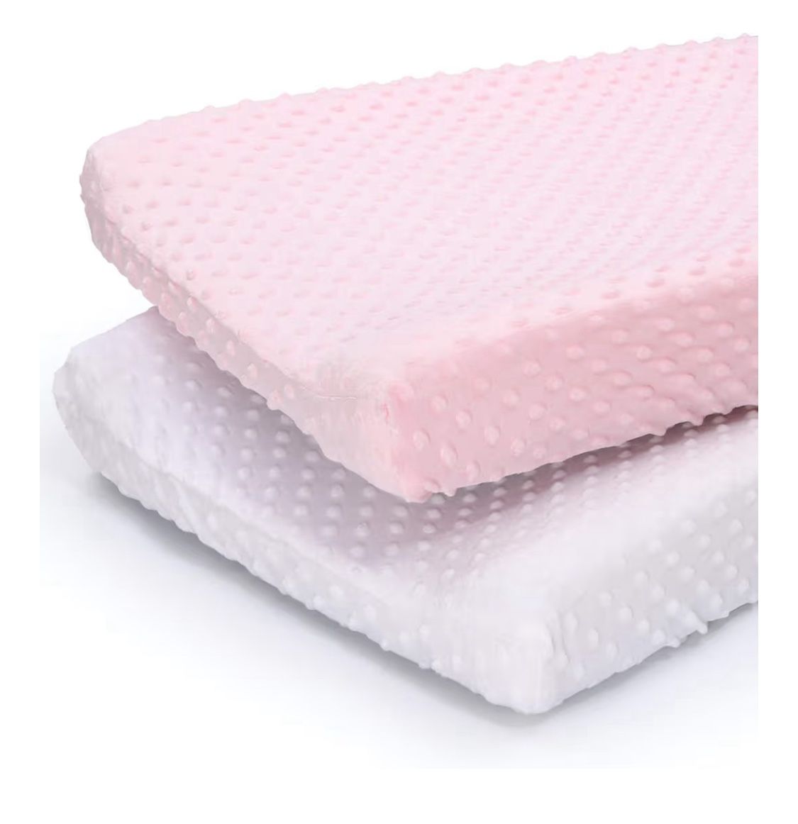 Baby Girl Changing Pad Covers Set of 2 - Ultra Soft Baby Cover – Fits Standard Changing Table Pads, Durable, Machine Washable Sheets - Pink & White Mi