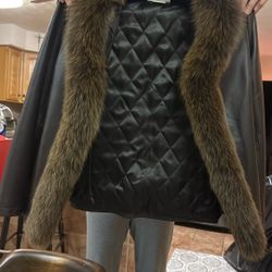Gorgeous brown Fur Leather Jacket 